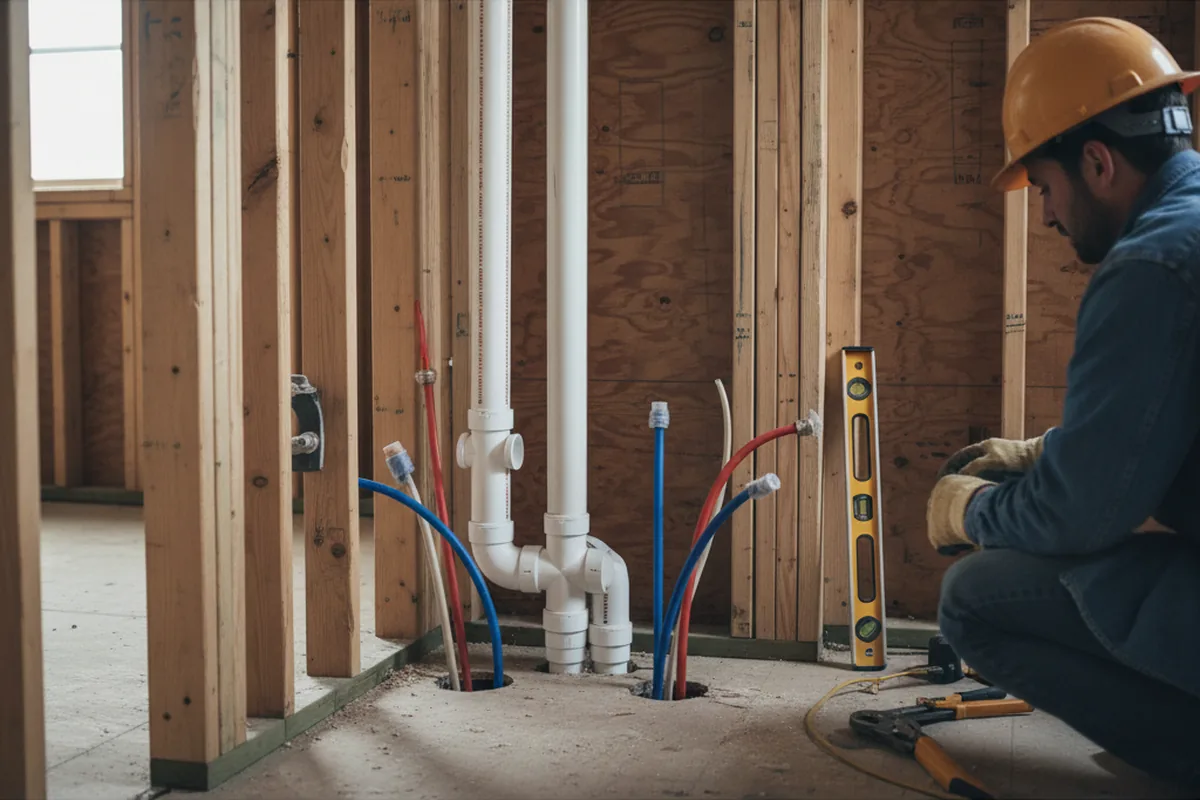Drain and supply rough-in during Leak Detection in Nanty Glo